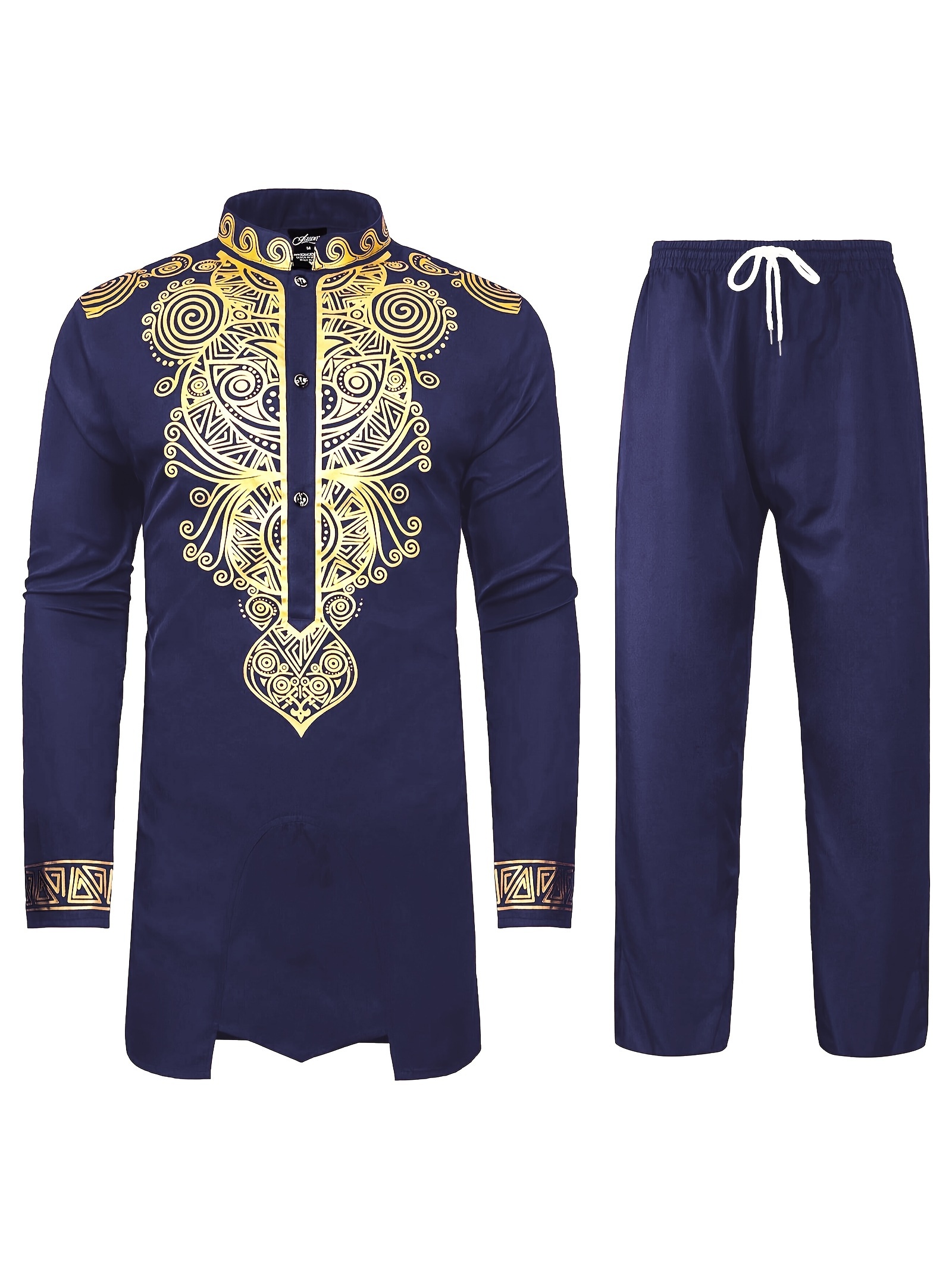 lightweight traditional gold dress shirts, dashiki for men 2 piece set long sleeve casual african suits lightweight traditional gold dress shirts details 0