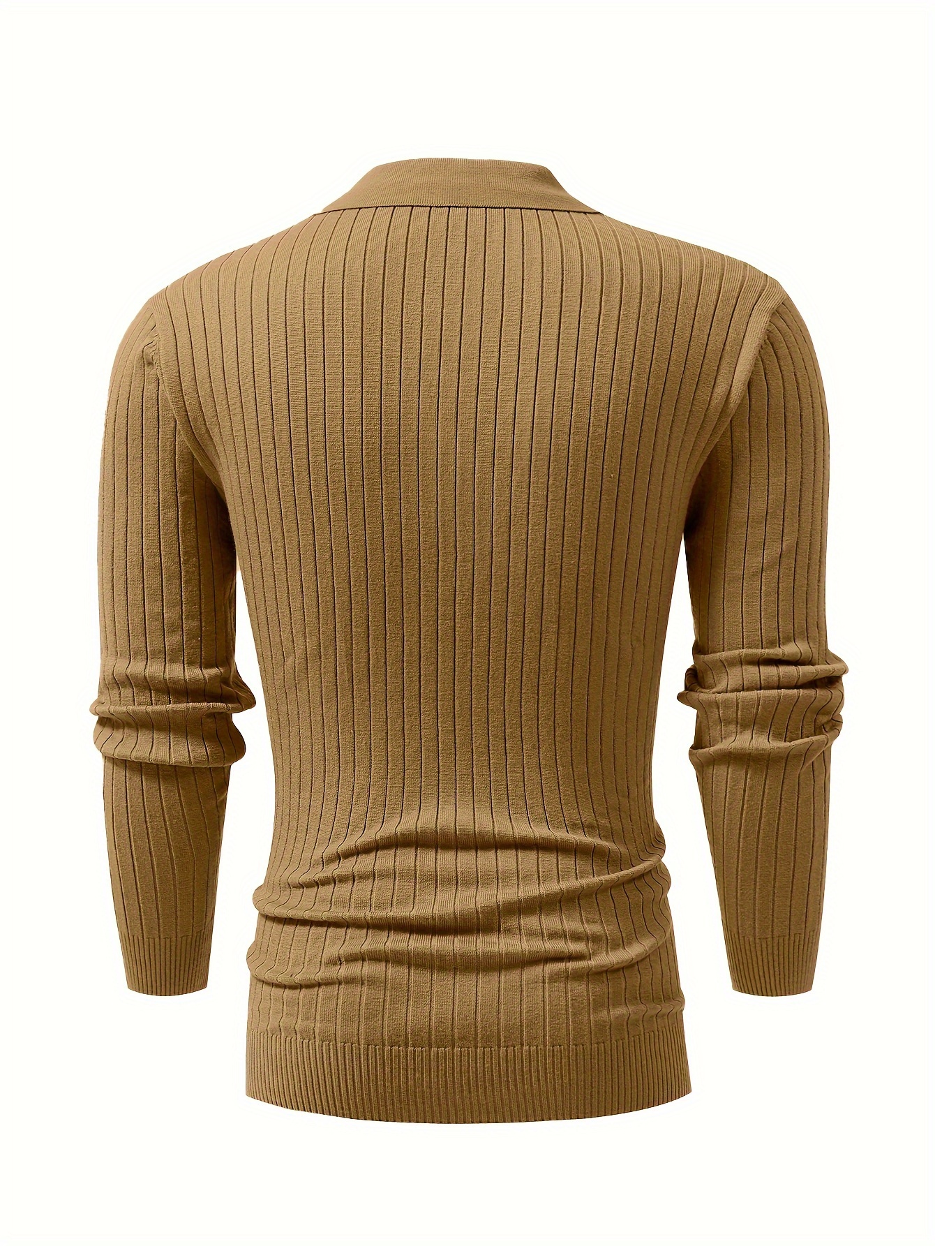 chic ribbed knit shirt mens casual lapel high stretch v neck pullover sweater for men winter fall details 1