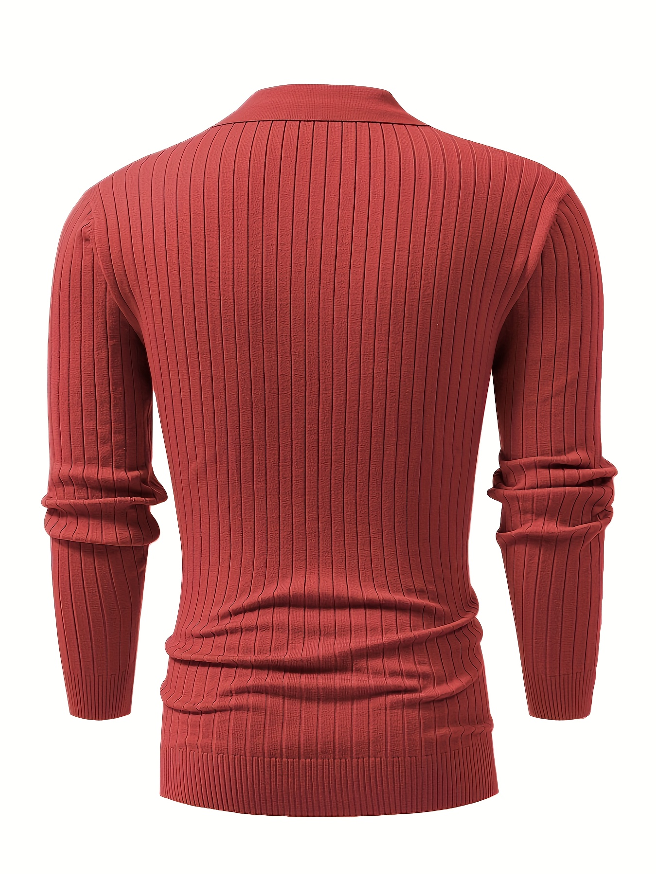 chic ribbed knit shirt mens casual lapel high stretch v neck pullover sweater for men winter fall details 16