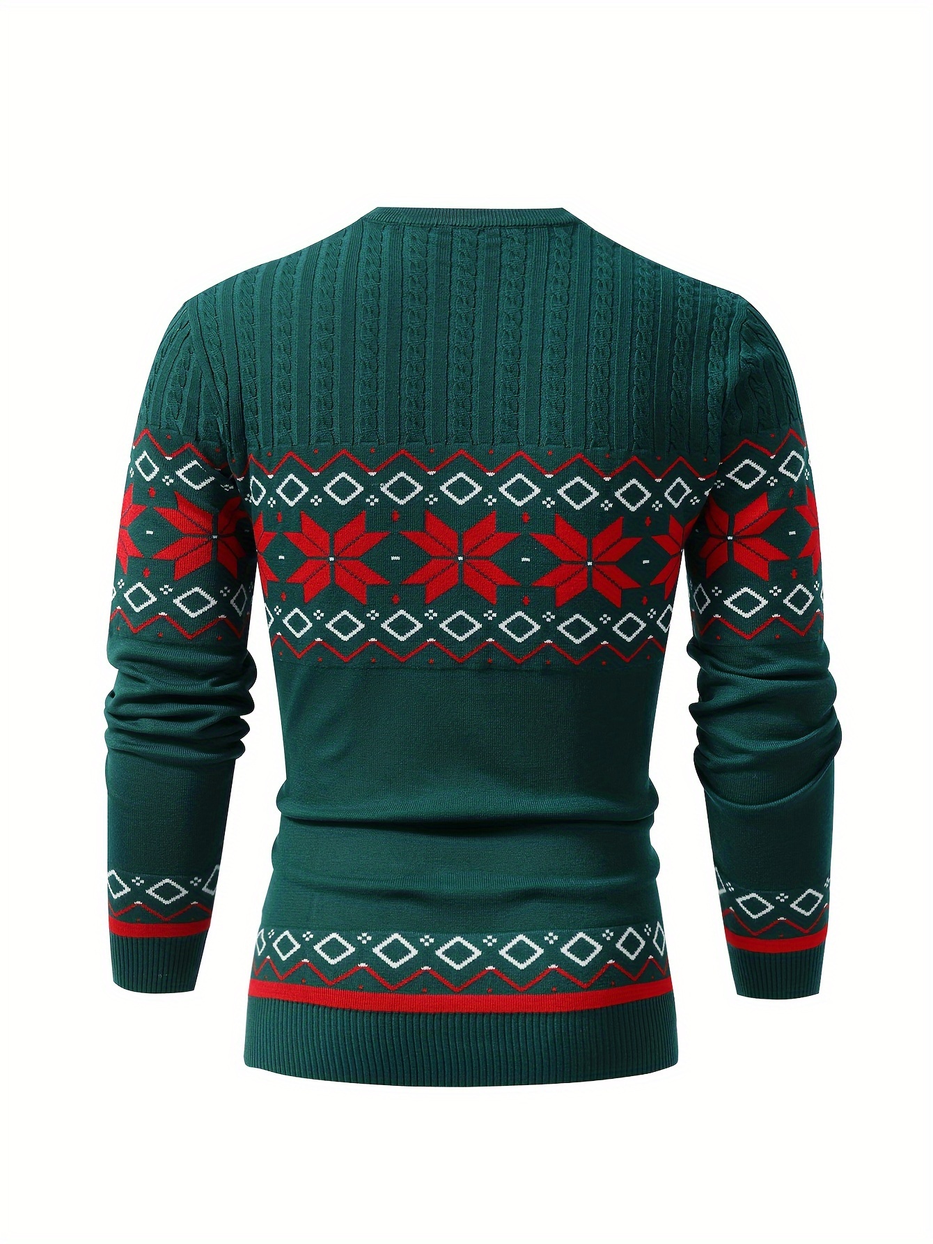 christmas style pattern mens retro knitted pullover round neck long sleeve sweater suitable for autumn and winter comfortable and warm details 6