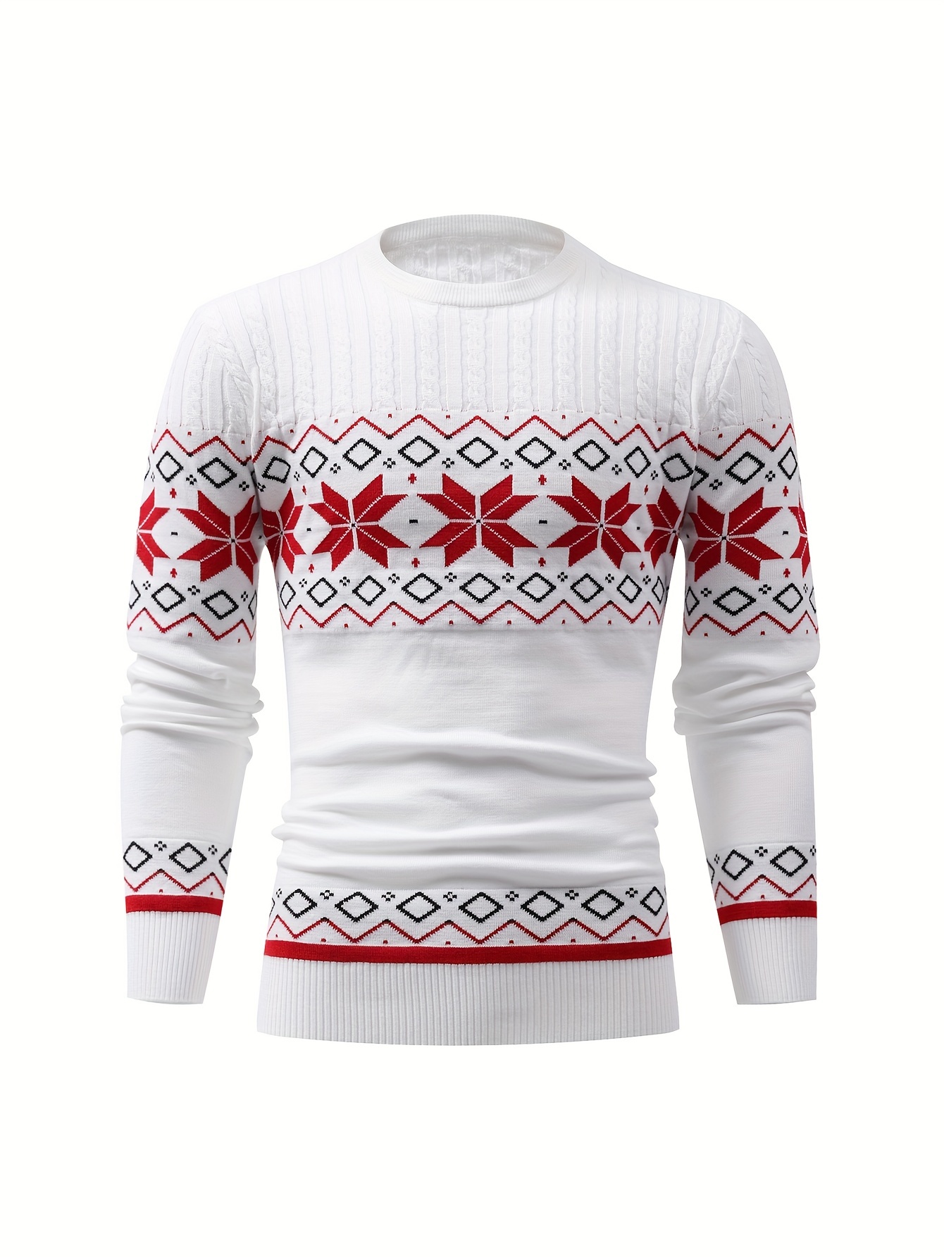 christmas style pattern mens retro knitted pullover round neck long sleeve sweater suitable for autumn and winter comfortable and warm details 20