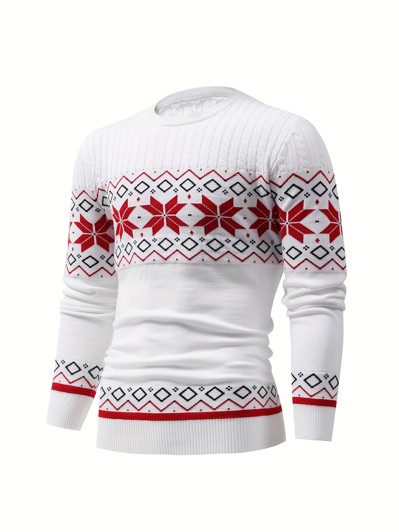 christmas style pattern mens retro knitted pullover round neck long sleeve sweater suitable for autumn and winter comfortable and warm details 21