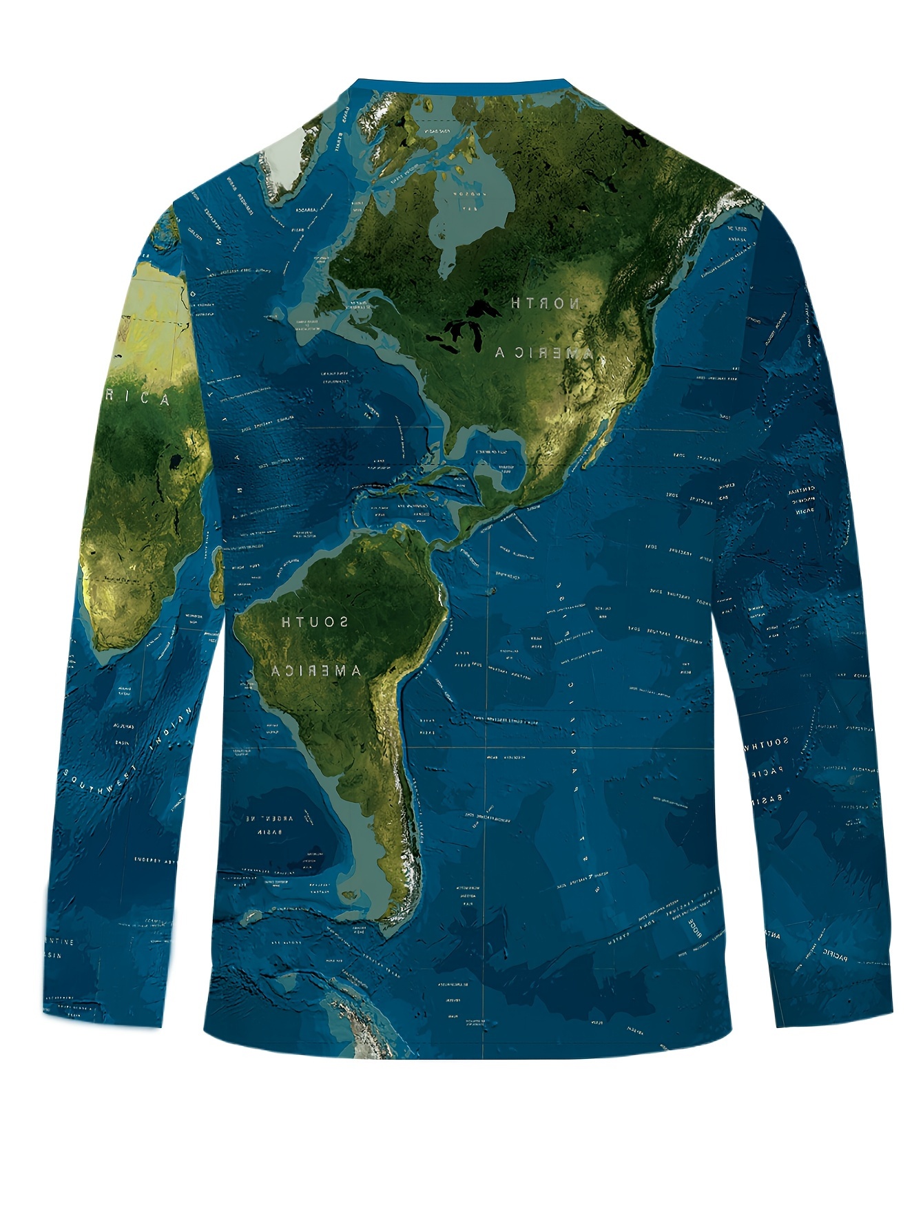 mens global map print long sleeve t shirt casual sports tops details 1