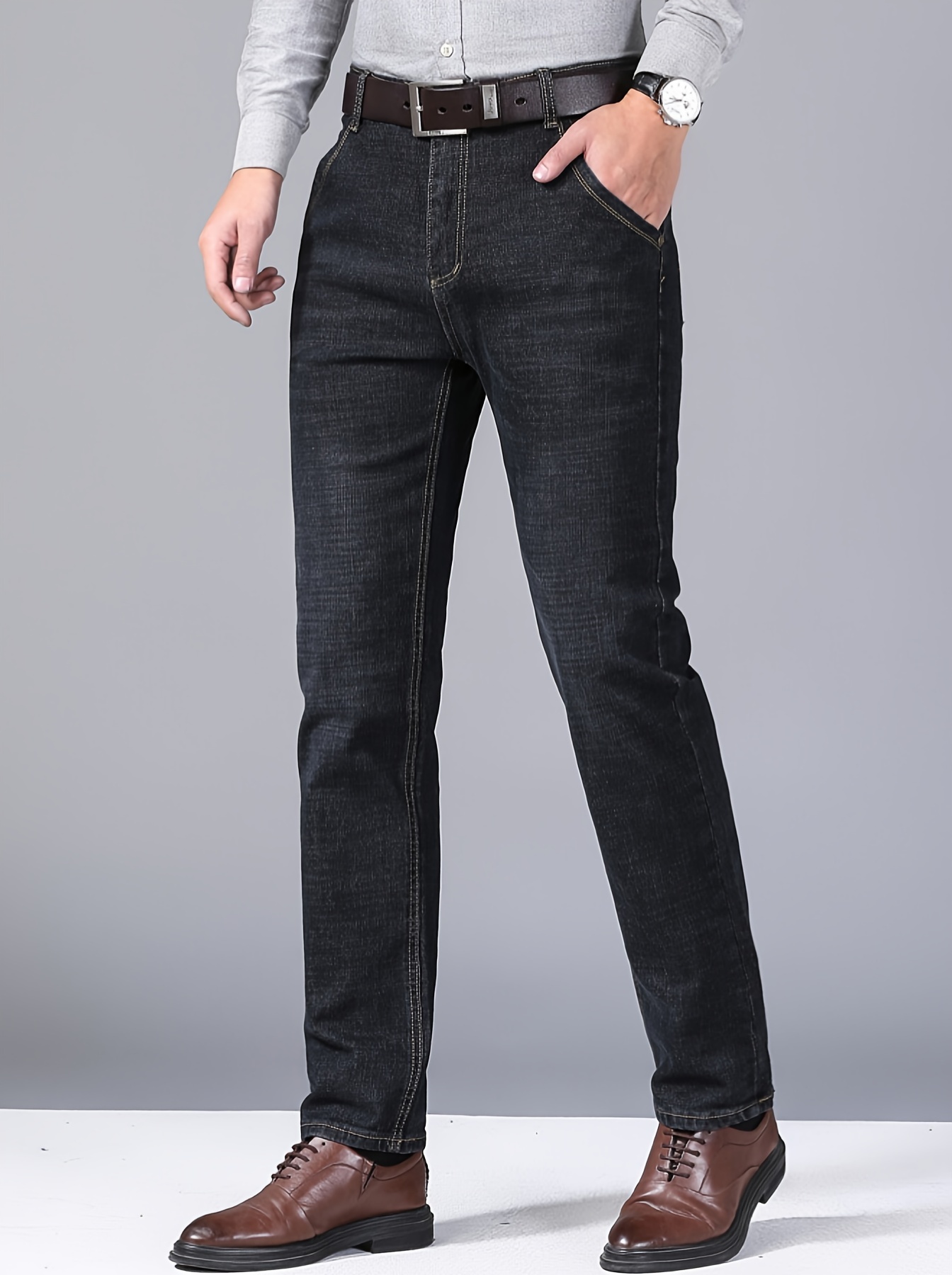 mens semi formal stretch jeans for business details 0