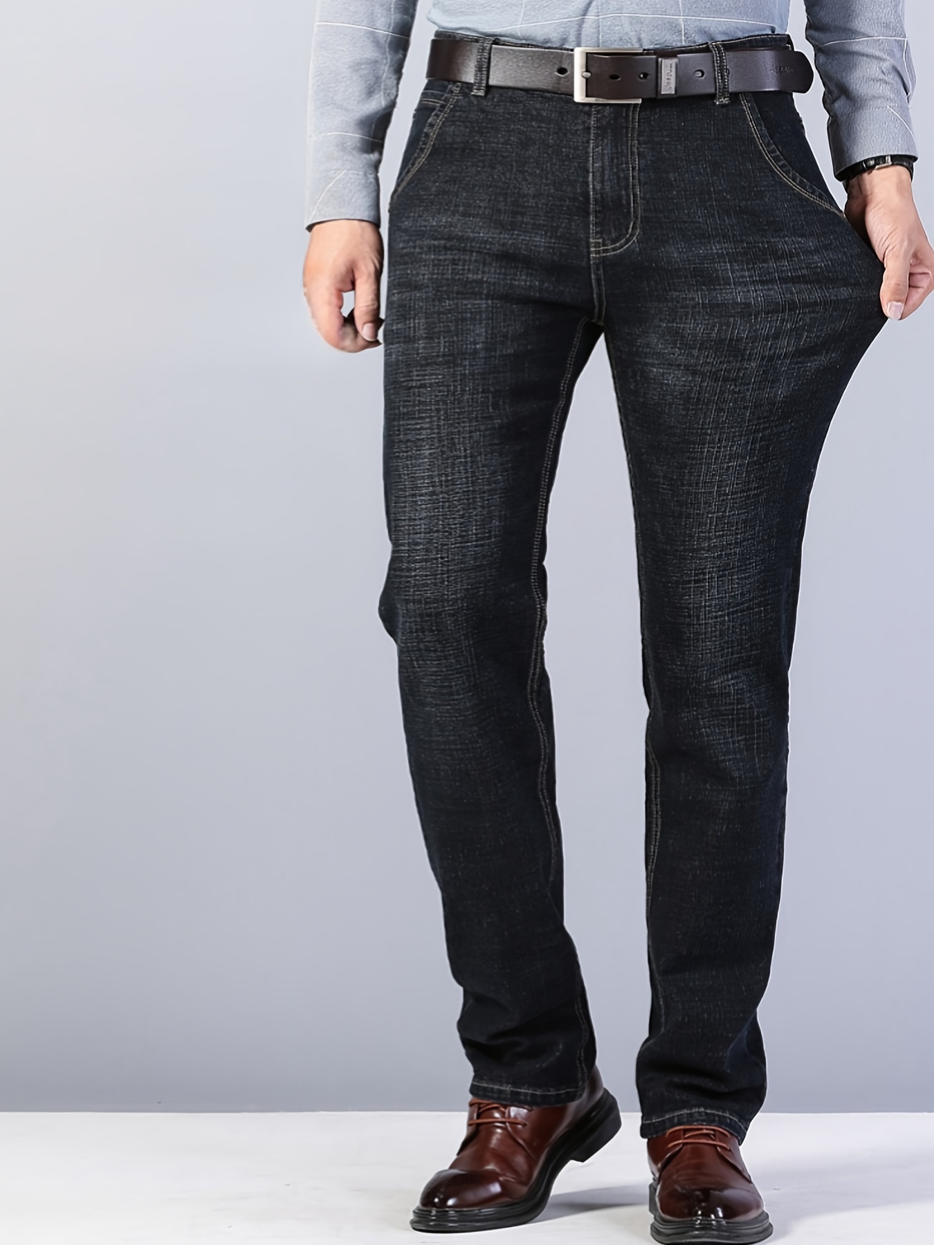 mens semi formal stretch jeans for business details 2