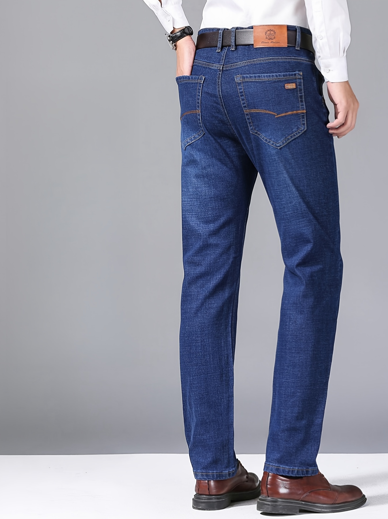 mens semi formal stretch jeans for business details 8