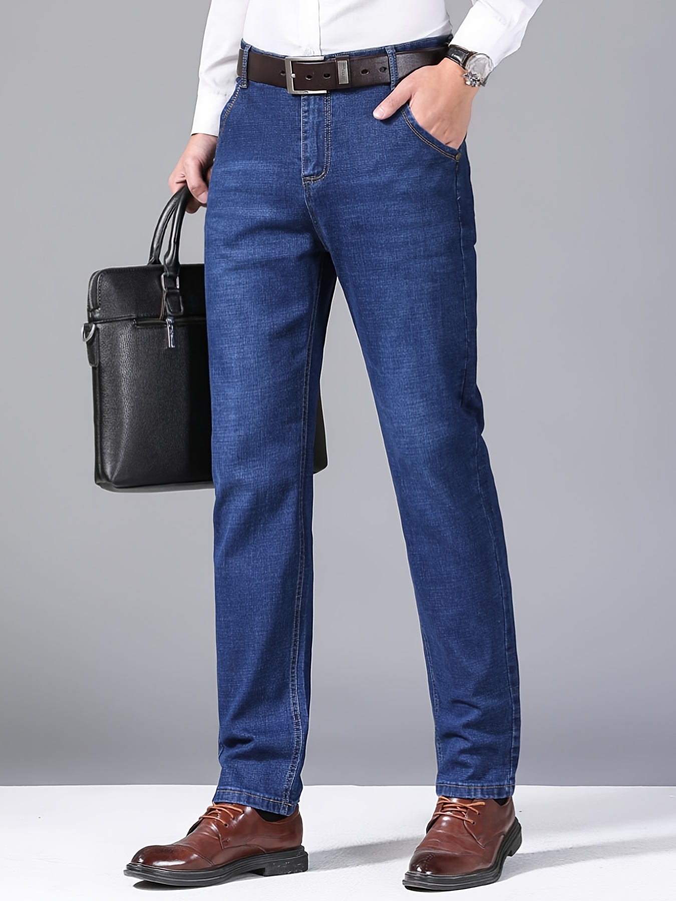 mens semi formal stretch jeans for business details 10