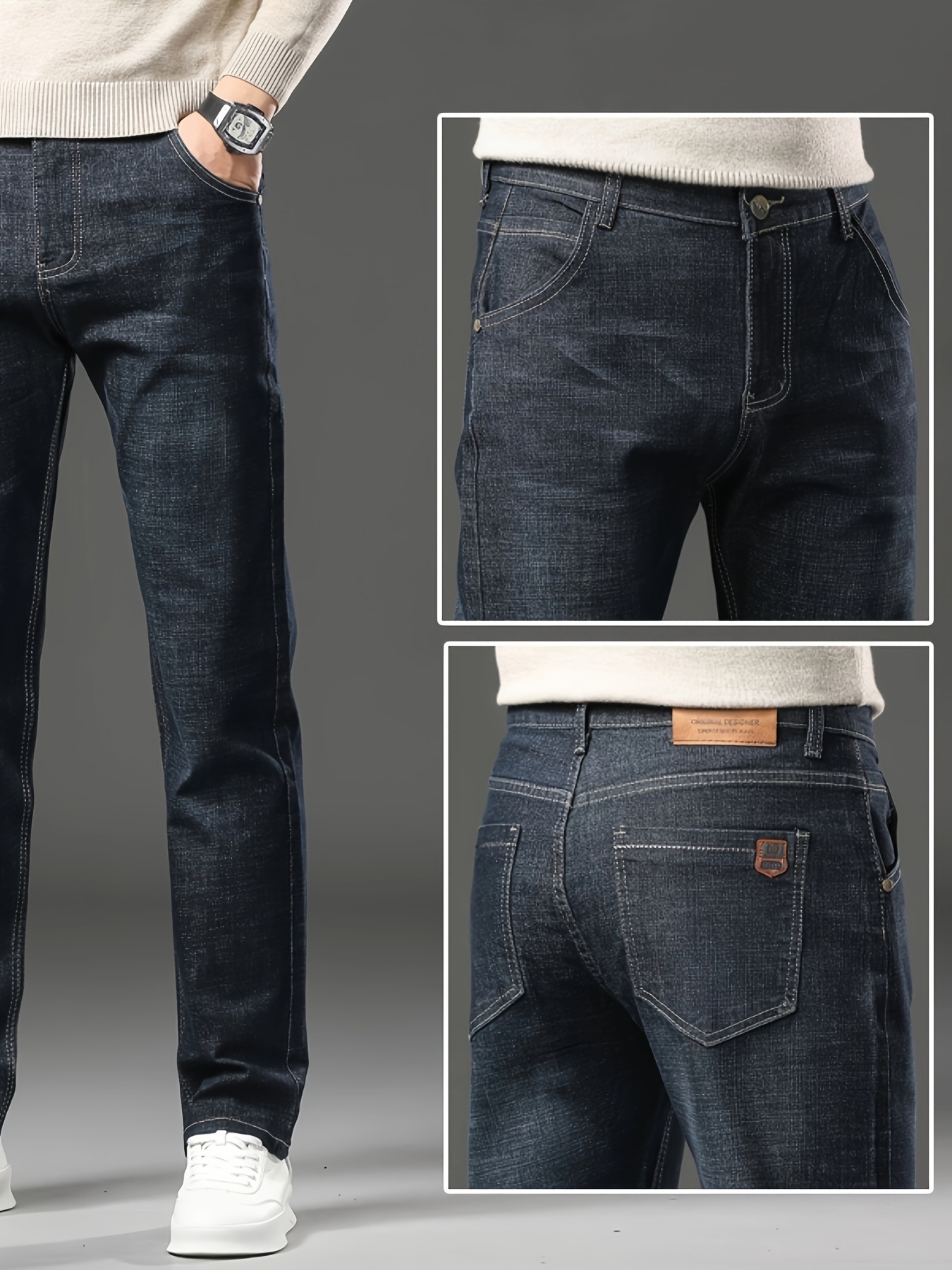 mens semi formal jeans classic design stretch jeans for business details 1