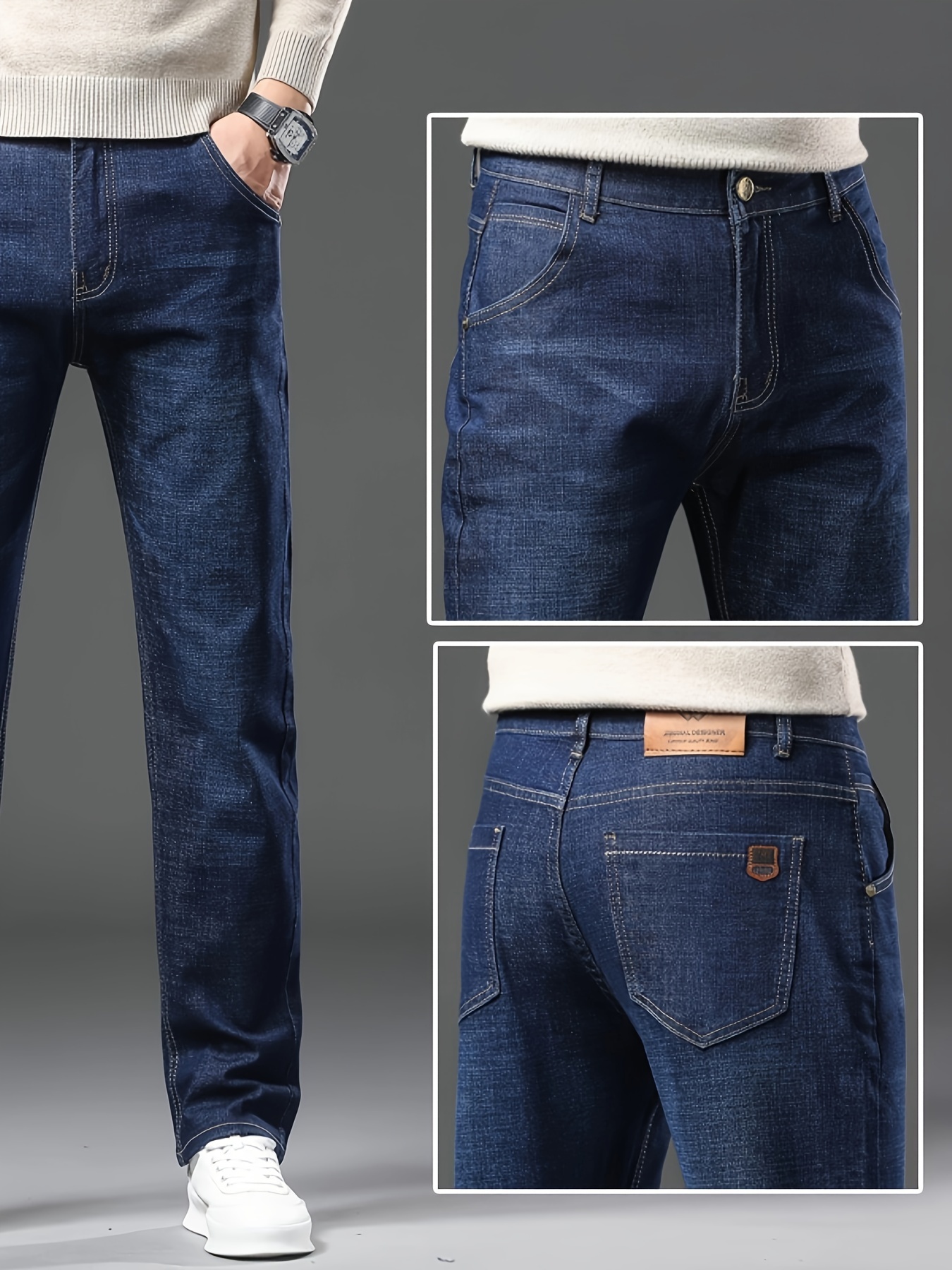 mens semi formal jeans classic design stretch jeans for business details 8