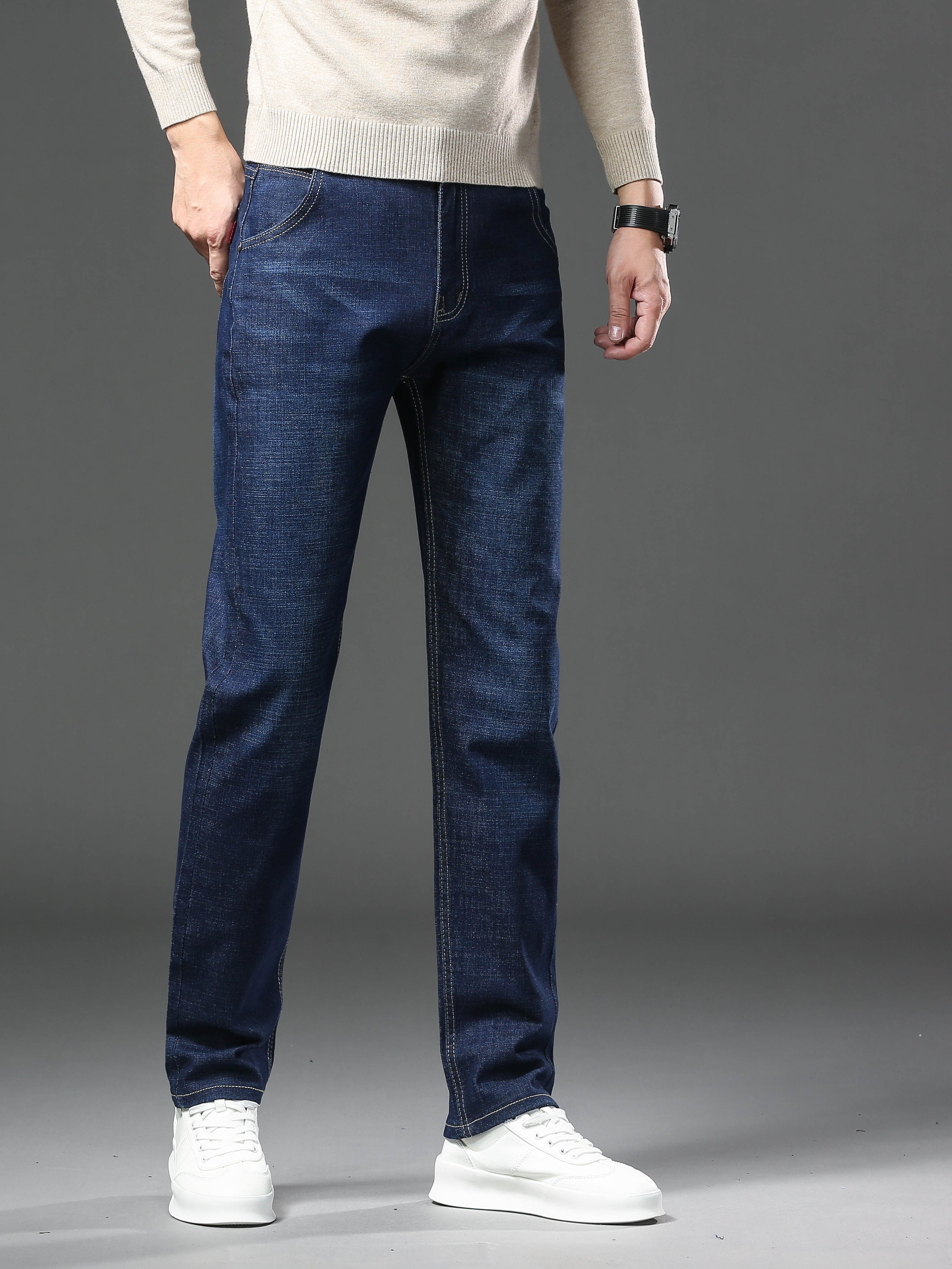 mens semi formal jeans classic design stretch jeans for business details 13