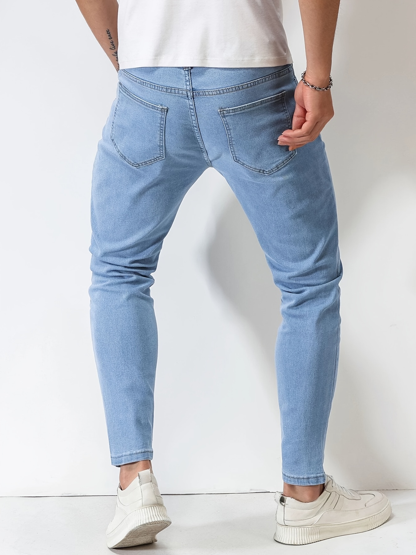 mens slim fit cotton stretch denim jeans details 0