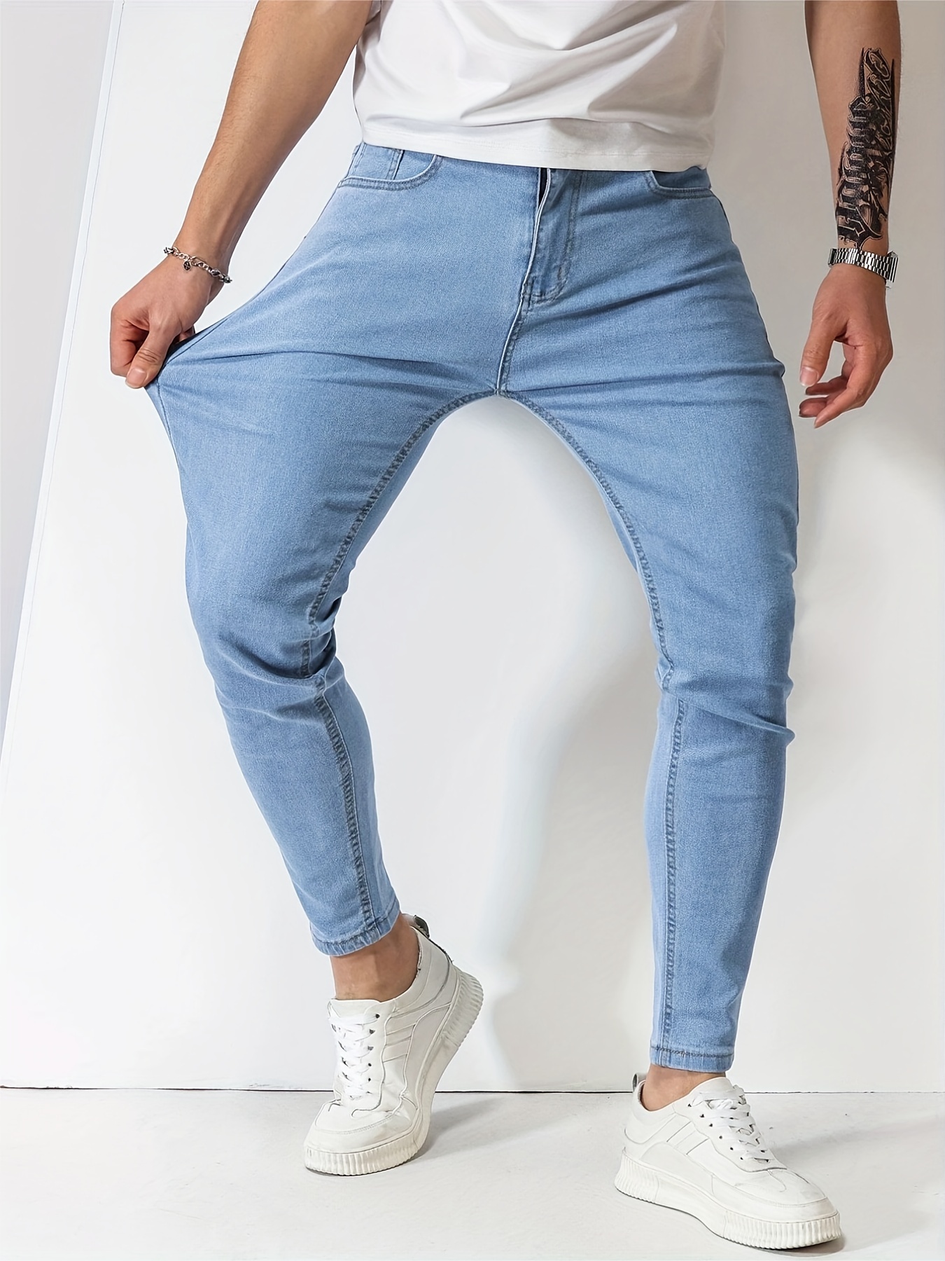 mens slim fit cotton stretch denim jeans details 2