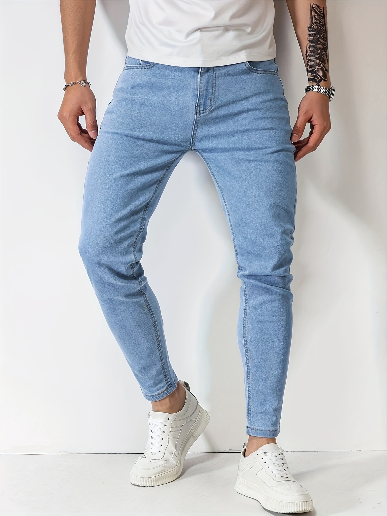 mens slim fit cotton stretch denim jeans details 3