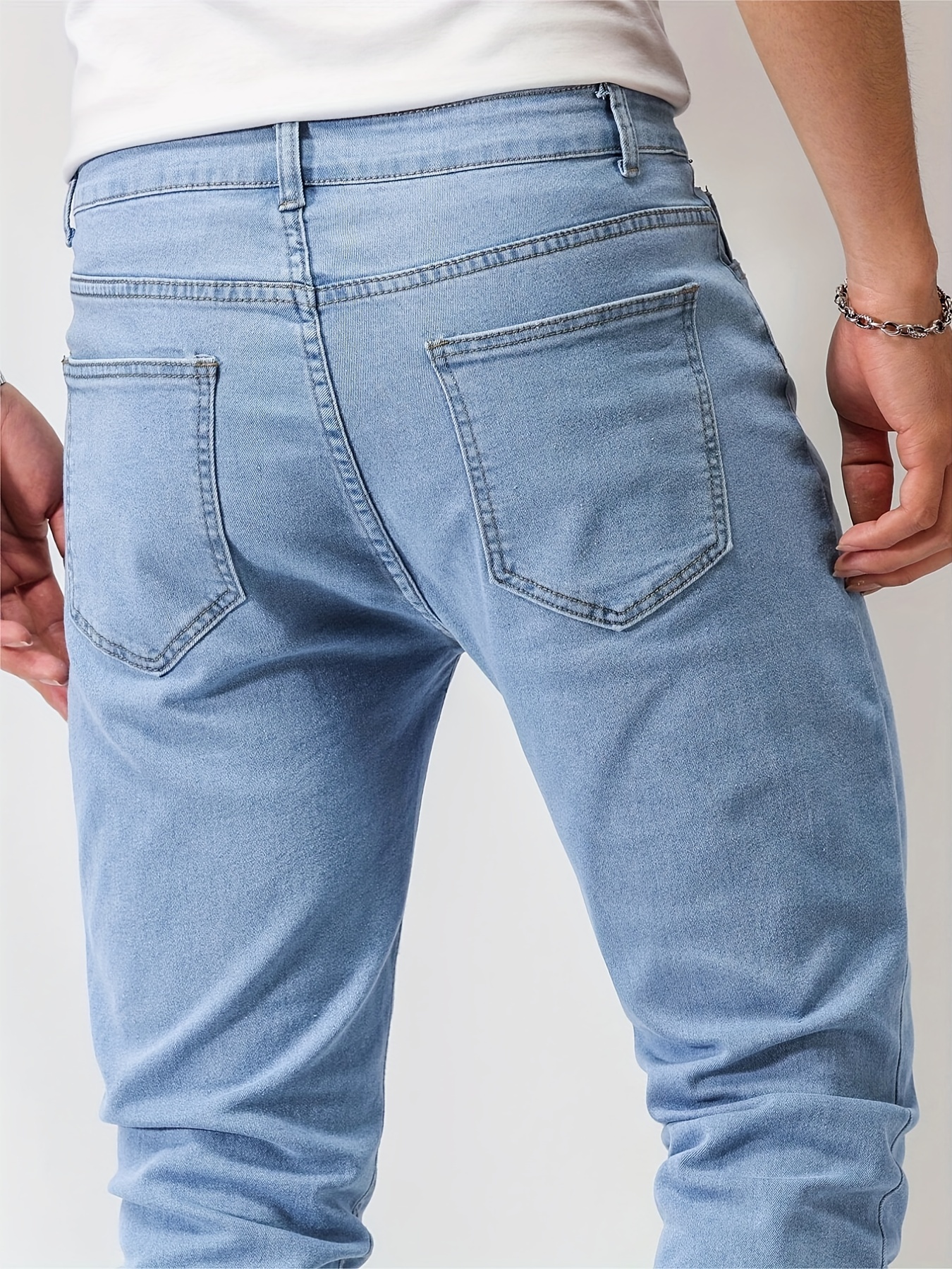 mens slim fit cotton stretch denim jeans details 4