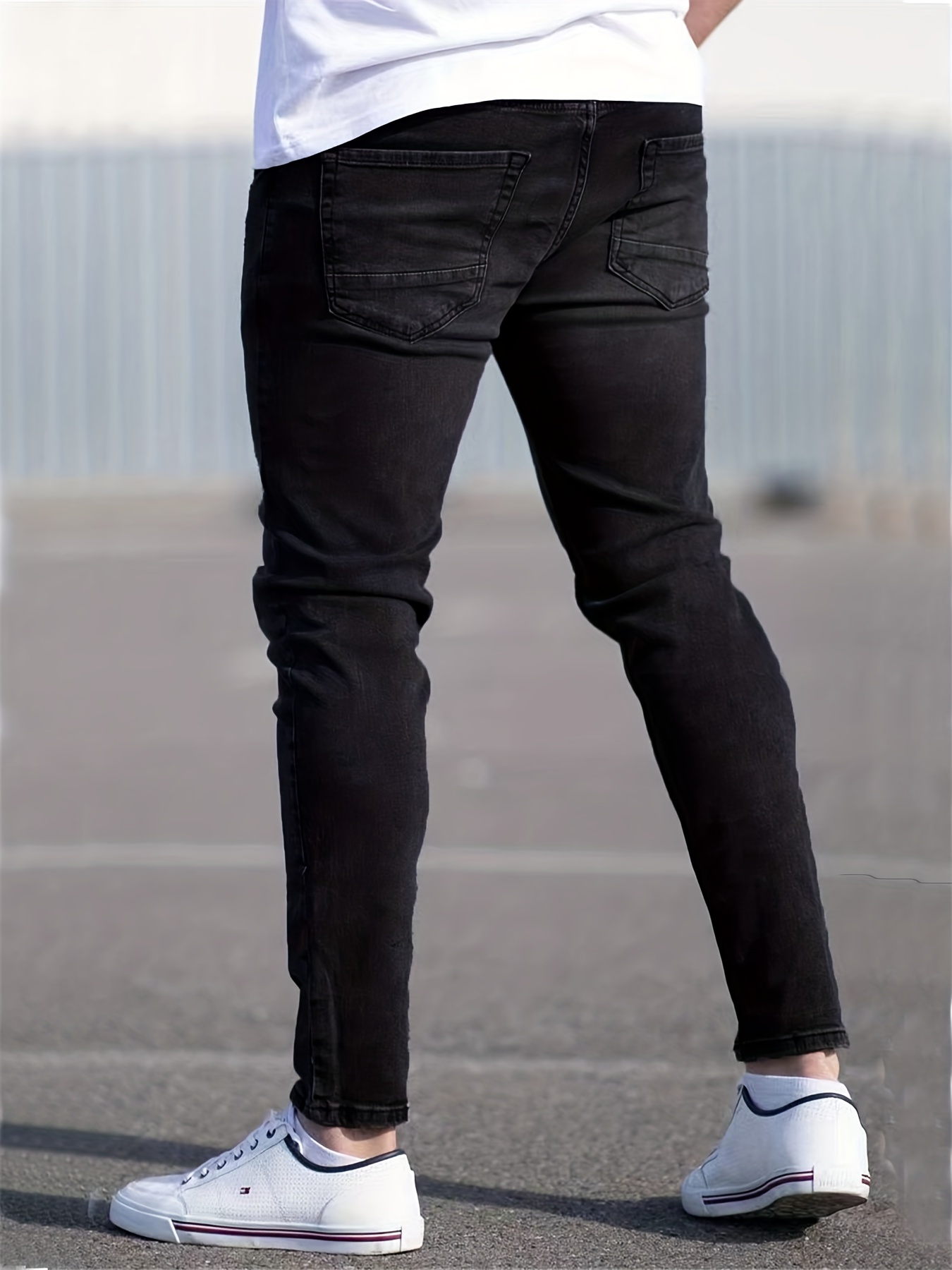 slim fit stretch jeans mens casual street style distressed denim pants with pockets details 6