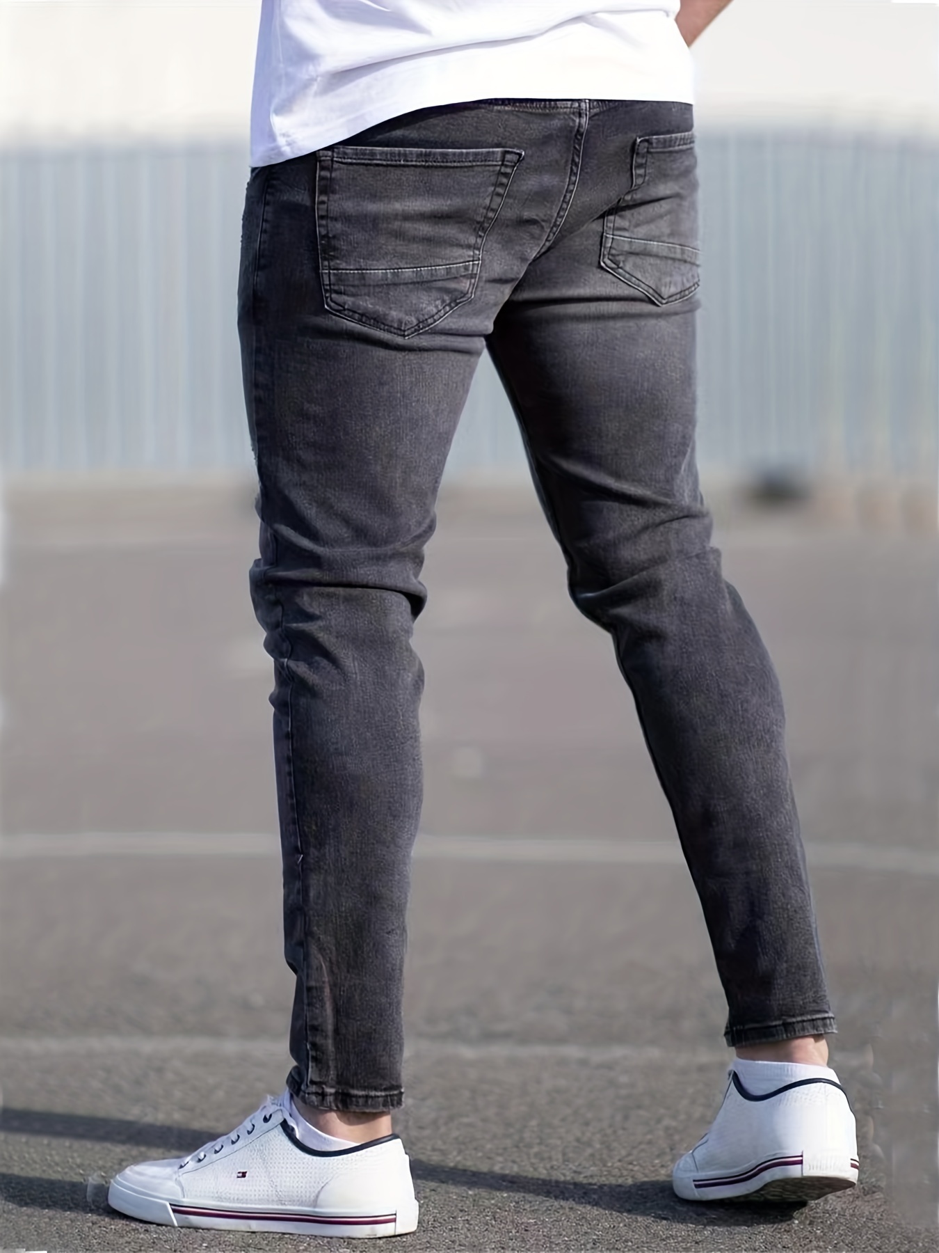 slim fit stretch jeans mens casual street style distressed denim pants with pockets details 10