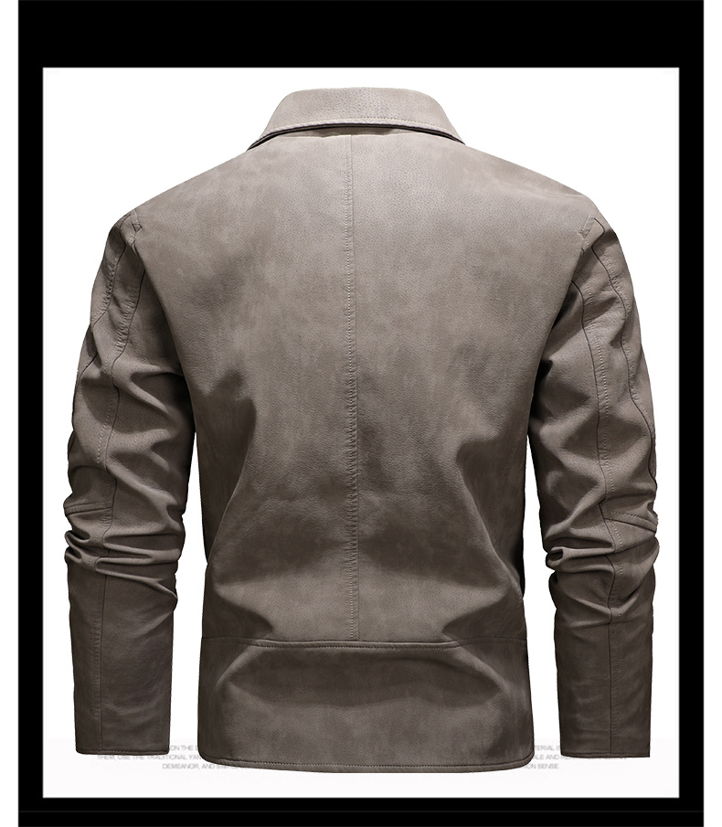 mens winter pu leather zipper jacket gifts details 7