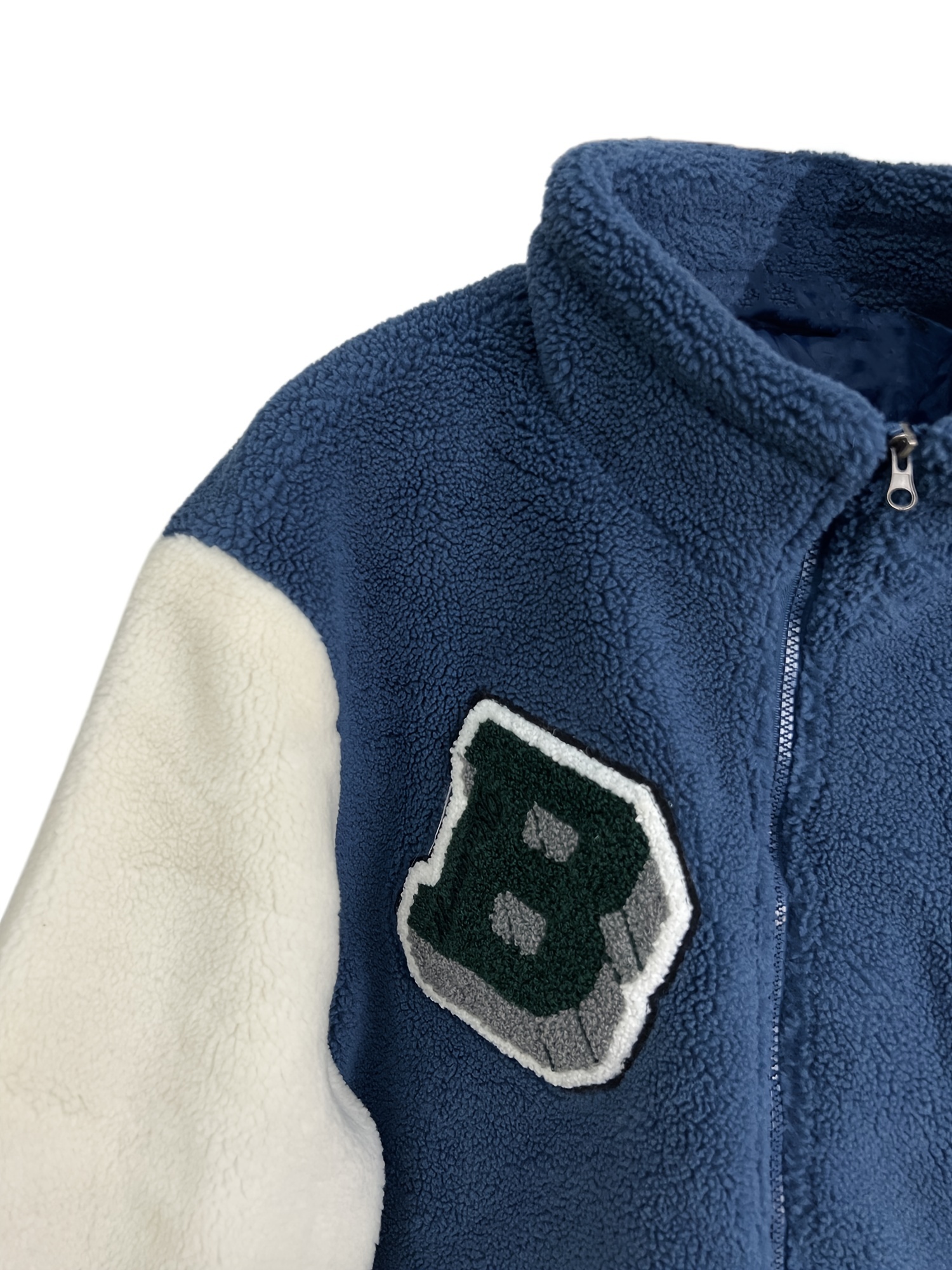 mens casual fleece color block jacket with embroidered patches jacket christmas gifts details 9