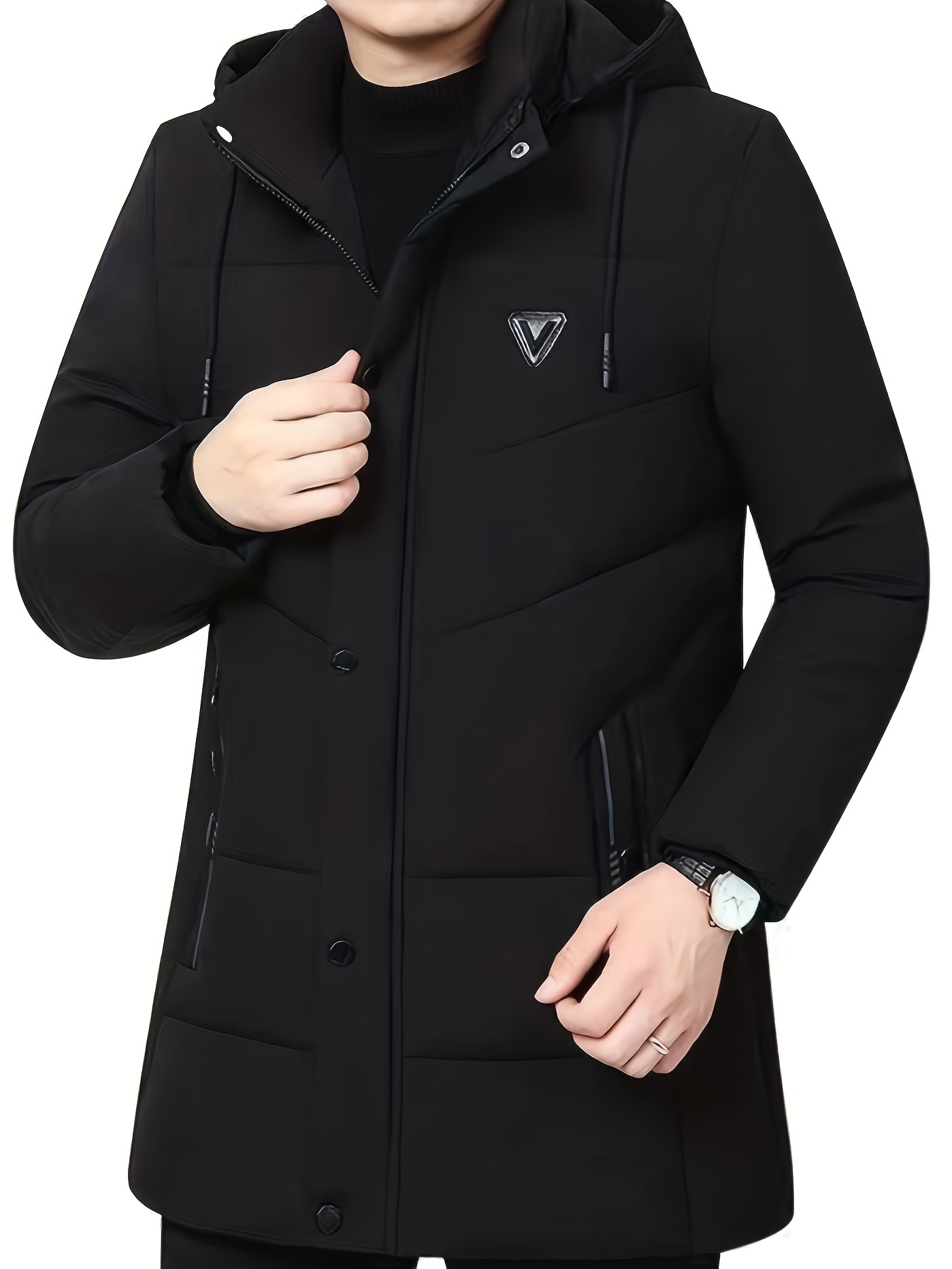 mens warm thick hooded winter jacket for fall winter details 0