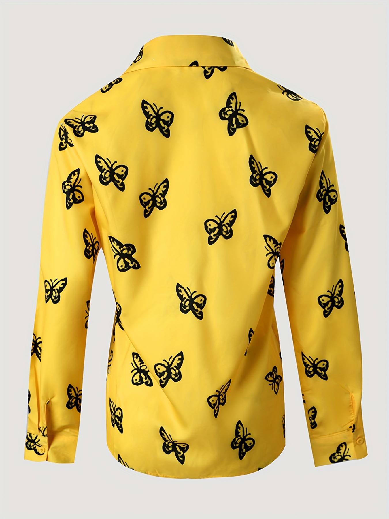 butterflies print shirt casual button front turn down collar long sleeve shirt womens clothing details 6