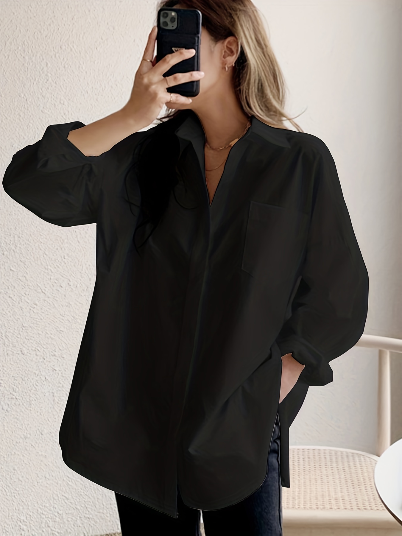 v neck blouses, women button down shirts casual oversized long sleeve v neck blouses details 21