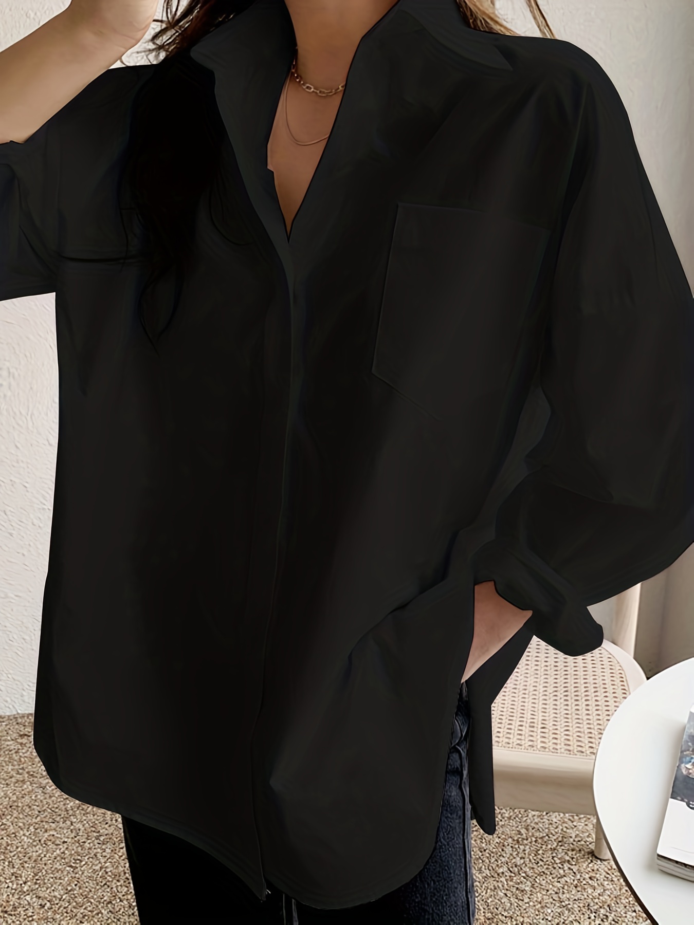 v neck blouses, women button down shirts casual oversized long sleeve v neck blouses details 24