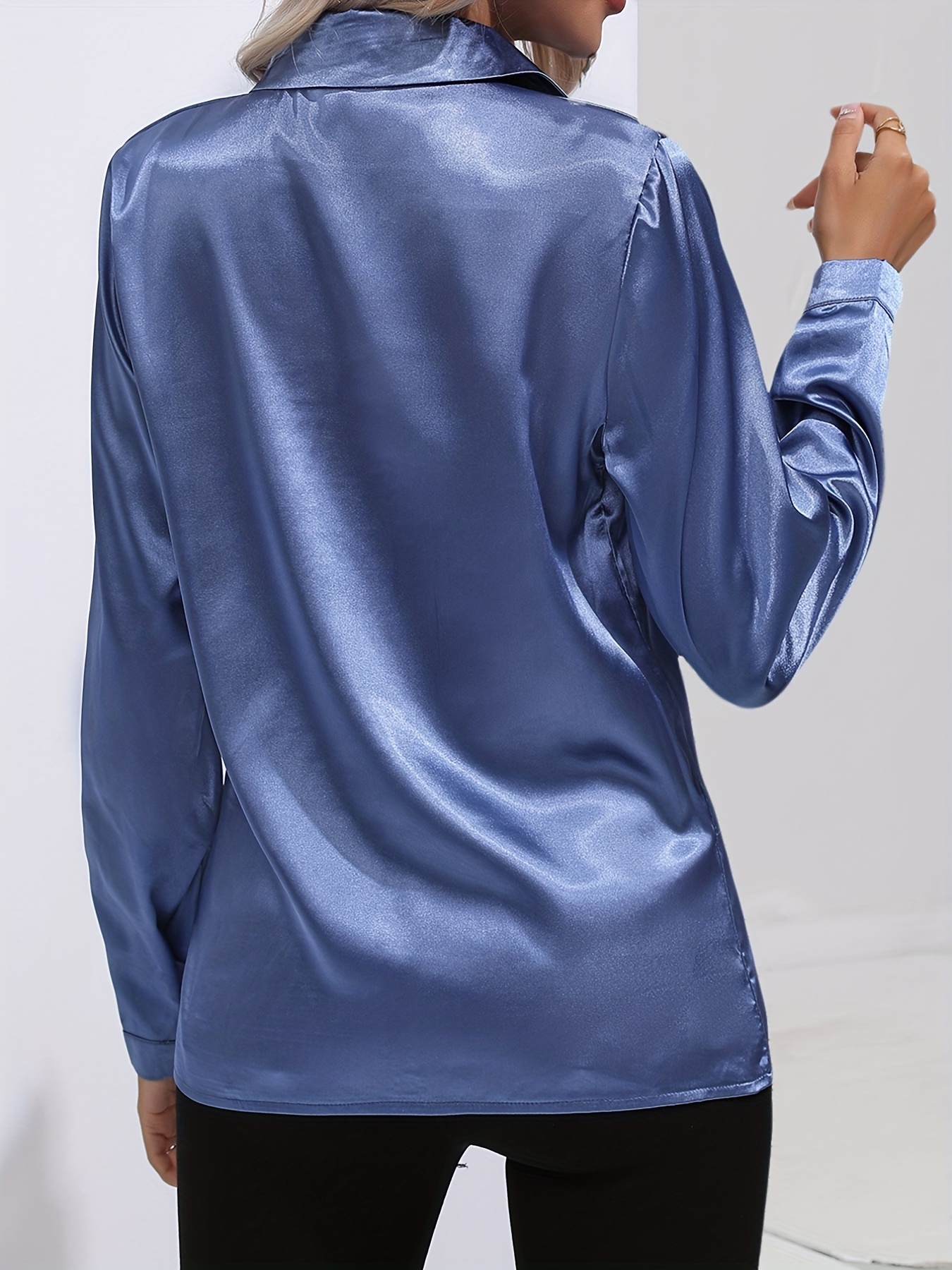 elegant satin blouse, elegant satin blouse collar long sleeve work blouse womens clothing details 24