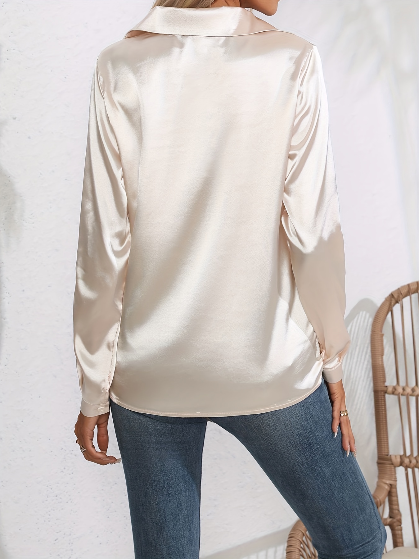 elegant satin blouse, elegant satin blouse collar long sleeve work blouse womens clothing details 30