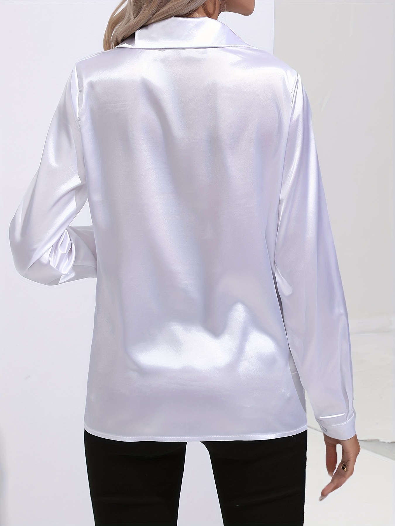 elegant satin blouse, elegant satin blouse collar long sleeve work blouse womens clothing details 33