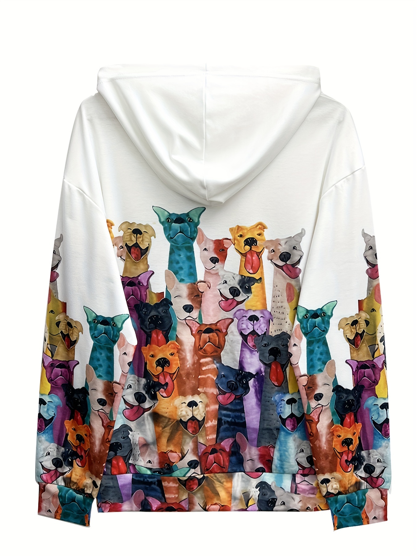 dogs print hoodie casual long sleeve drop shoulder hoodie womens clothing details 2