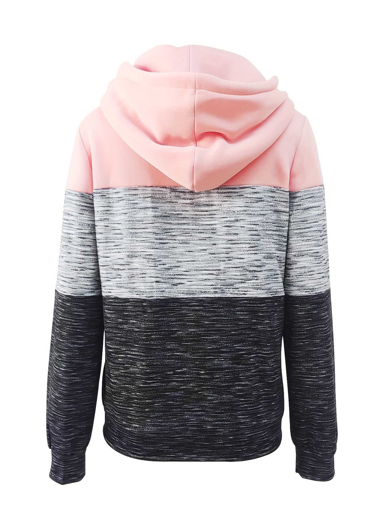 color block zipper hoodies casual long sleeve drawstring sweatshirt for fall womens clothing details 2