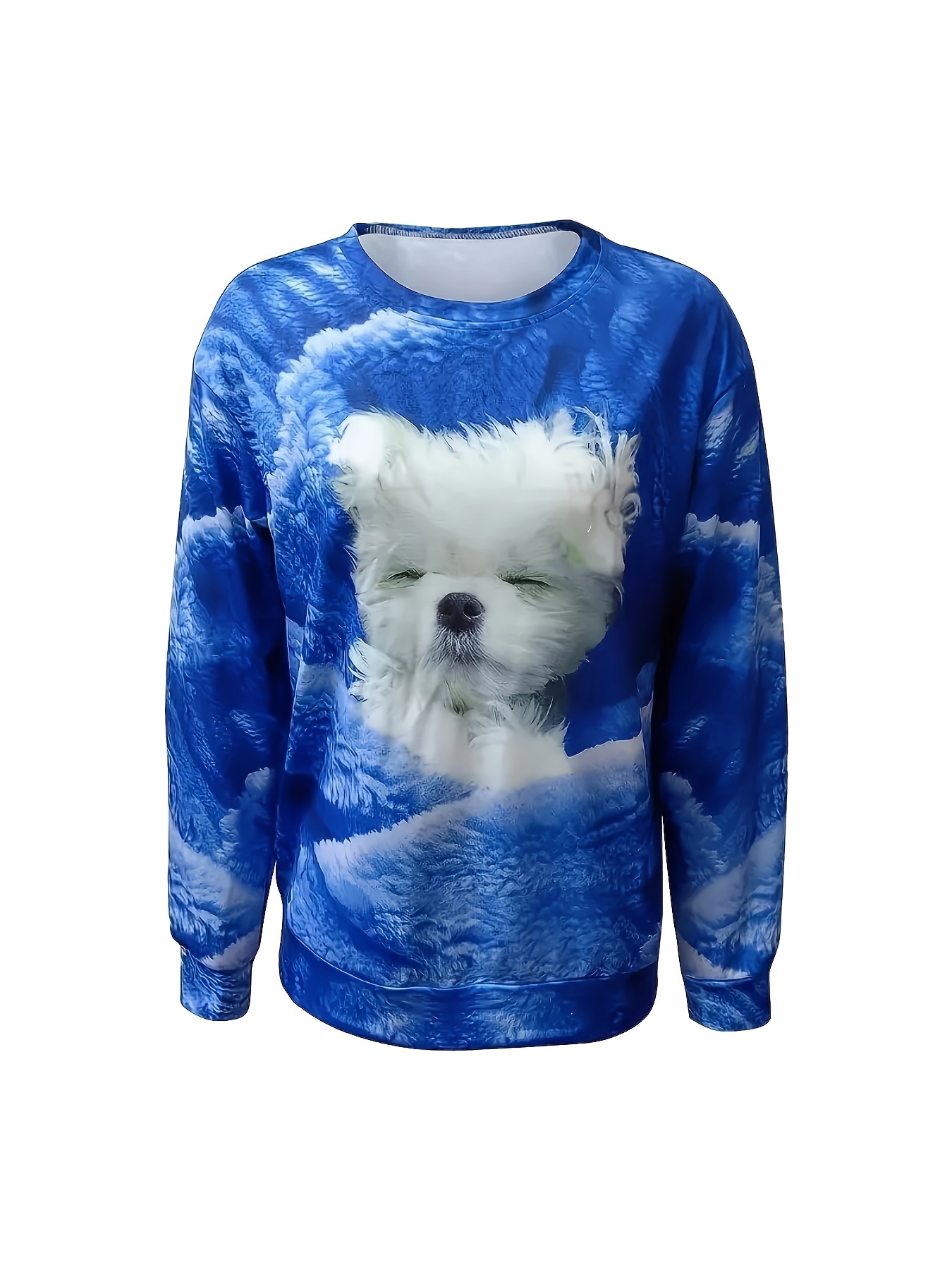 dog print pullover sweatshirt casual long sleeve crew neck sweatshirt for fall winter womens clothing details 17